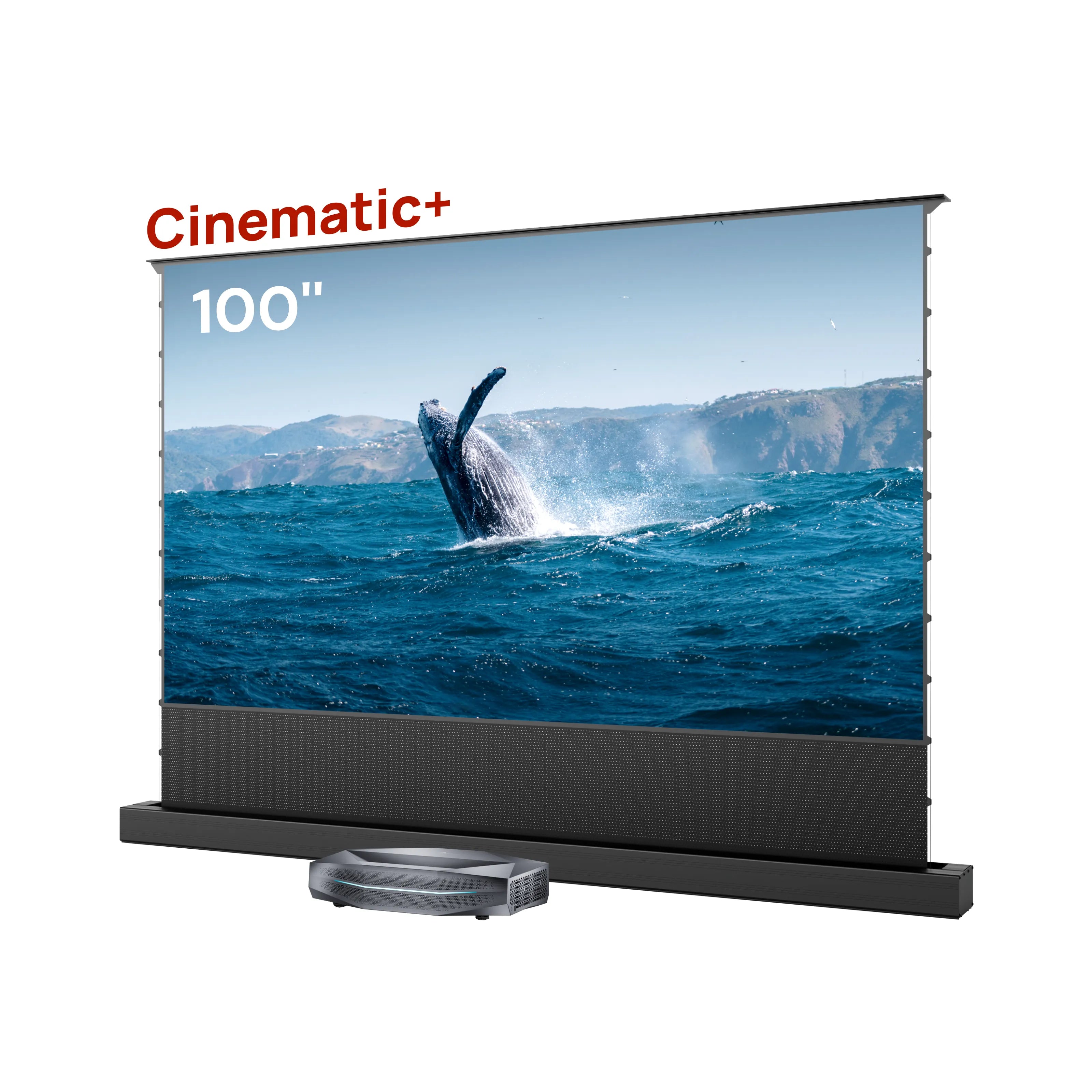 Aetherion Max RGB Laser UST Projector+100''-120'' Cinematic+ ALR Motorized Floor Rising Acoustic Screen