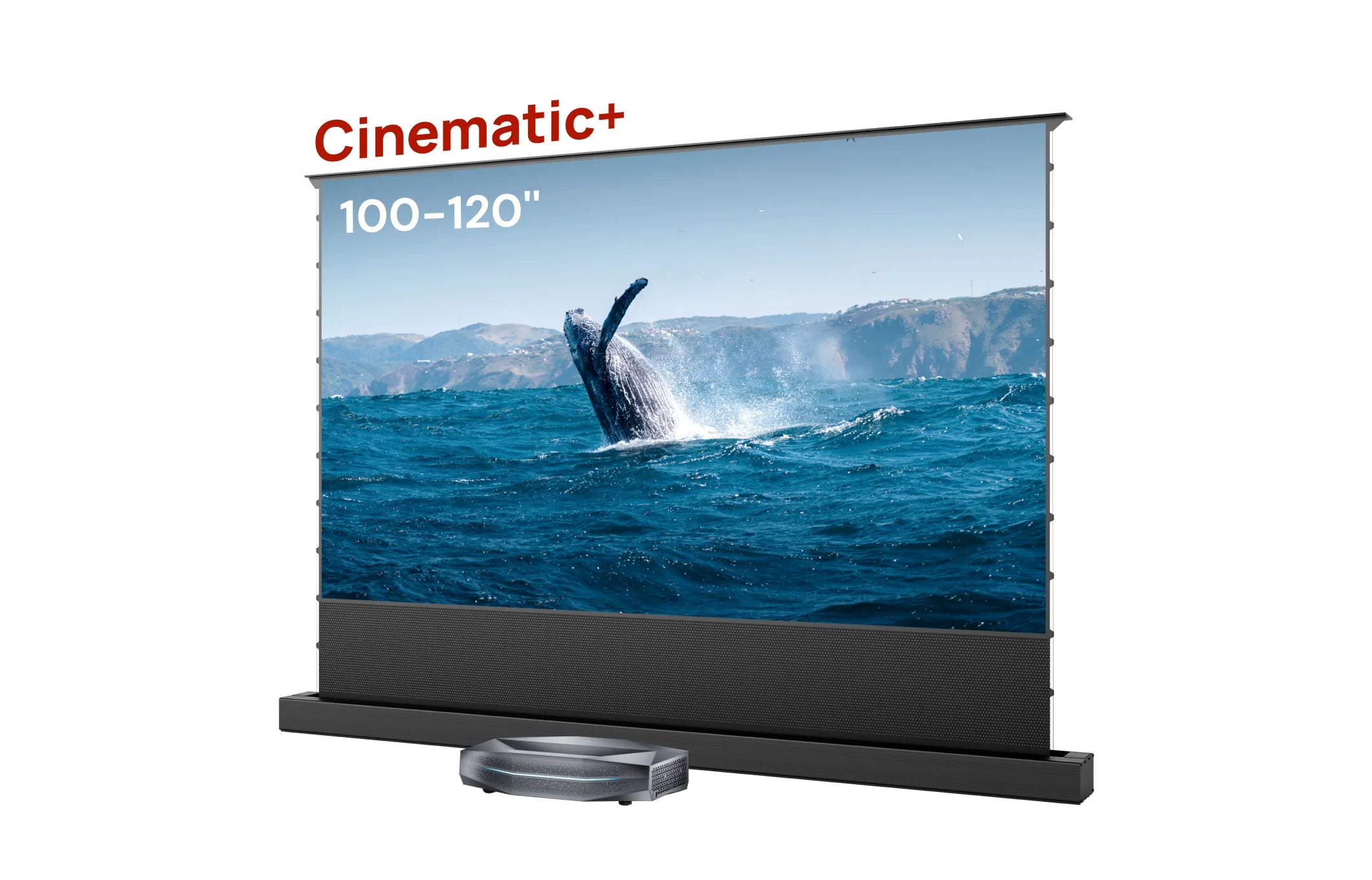 Aetherion Max RGB Laser UST Projector+100''-120'' Cinematic+ ALR Motorized Floor Rising Acoustic Screen
