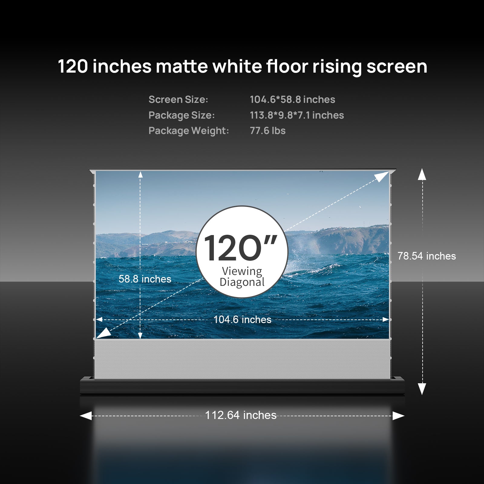 100''-120'' Matte White Motorized Floor Rising Screen